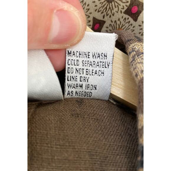 Chico's Women's Size 2 Brown Black Asian 100% Linen Button Up Shirt Jacket - Picture 6 of 7